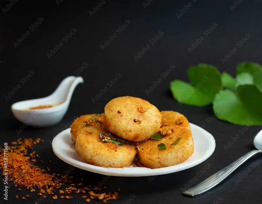 Fried Idli and chutney Fried Idli and chutney