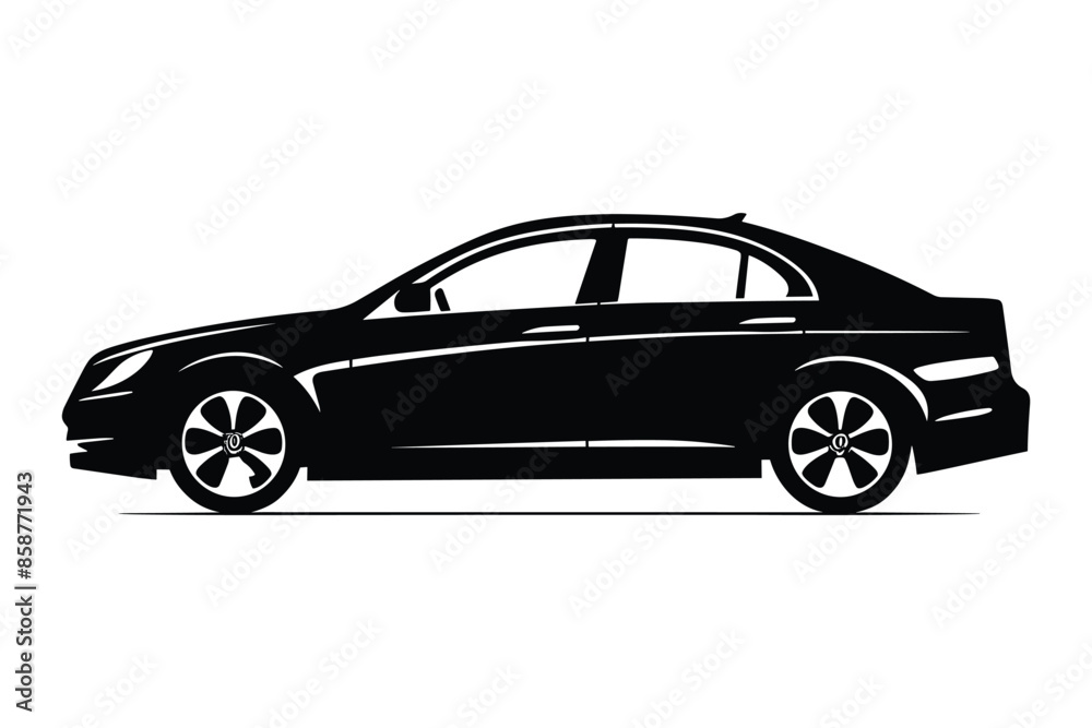 Obraz premium Sedan car silhouette vector