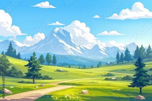 Serene Mountain Meadow Landscape