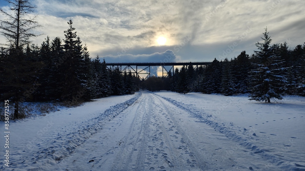 winter landscape with snow and bridge winter landscape with snow and bridge