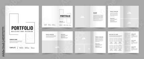 Architecture portfolio template or Portfolio layout design. A4 size brochure design for interior