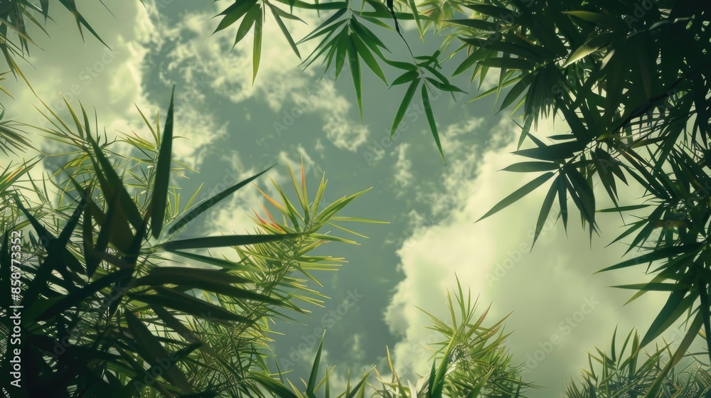Bamboo Palm foliage reaches into the heavens Bamboo Palm foliage reaches into the heavens