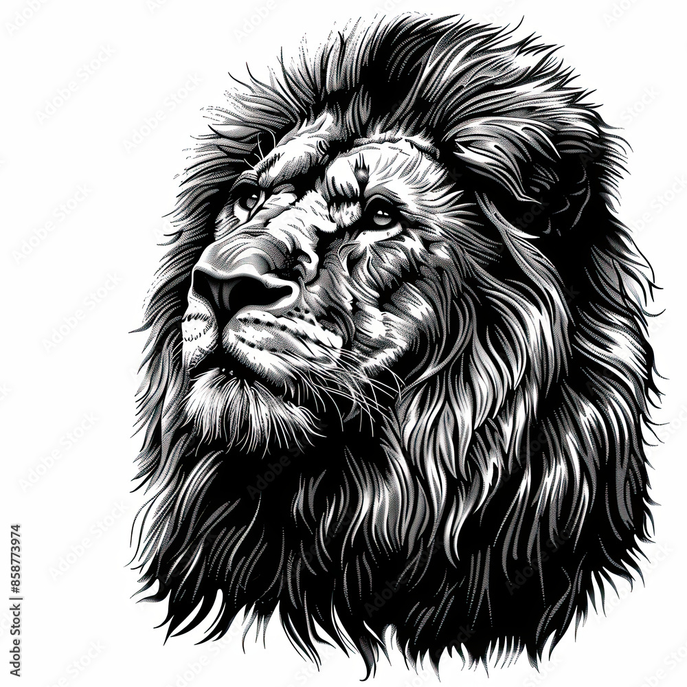 Fototapeta premium A black and white drawing of a lion