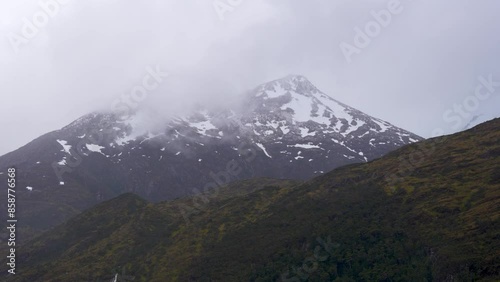Scenic Cruising Strait of Magellan South America Antarctica Cruise Expedition Mountain Snow Covered Mountain Green Lush