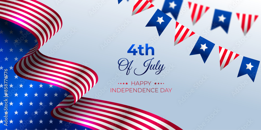 Vector Happy Independence Day template on white background