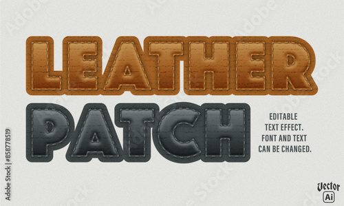  leather patch text effect. editable vector file.