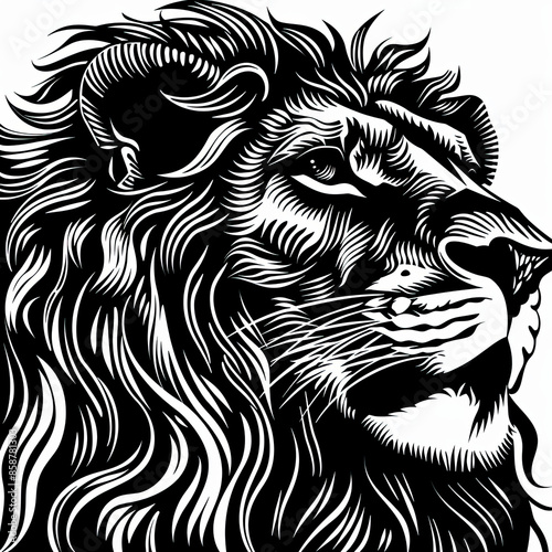 Wallpaper Mural A black and white drawing of a lion Torontodigital.ca