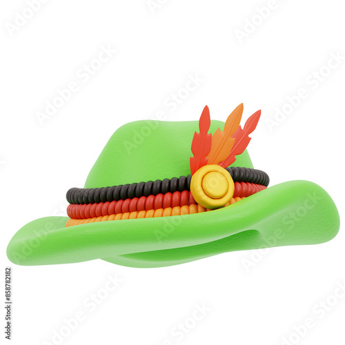 3D illustration of an Oktoberfest hat ornament 