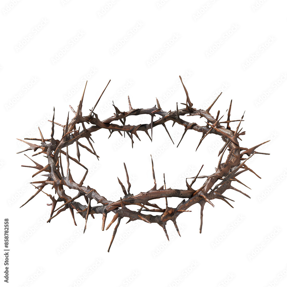 Obraz premium 3d Christian crown of thorns isolated on the white background.