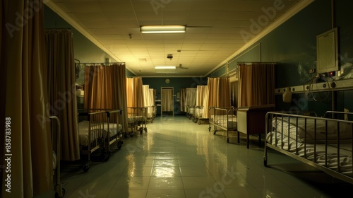 A deserted maternity ward in a hospital