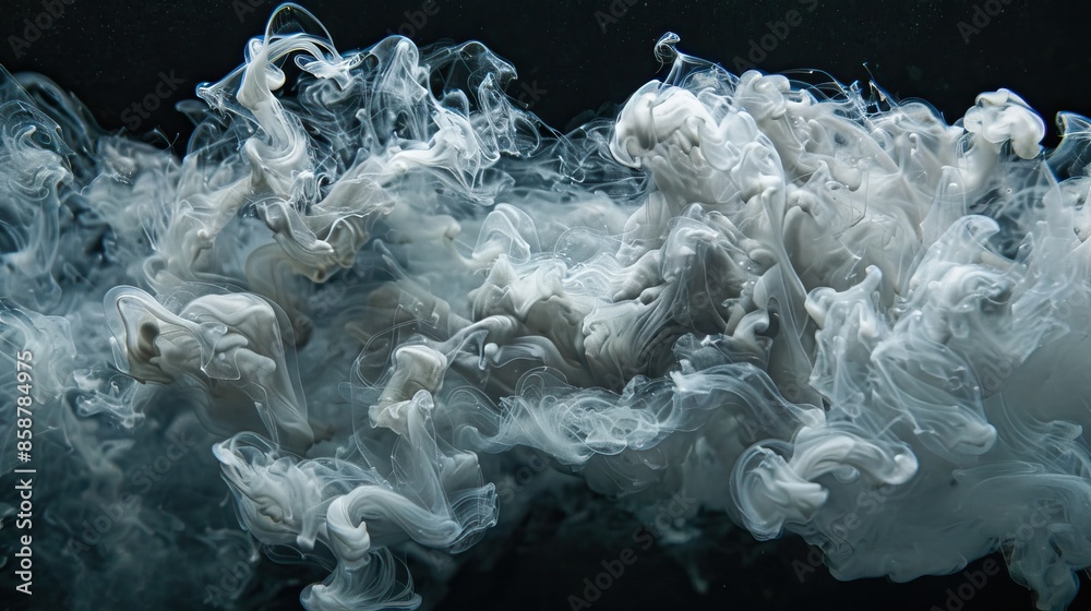 Photograph of a squid's ink cloud billowing through the water, creating a mesmerizing underwater smoke effect