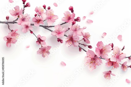 Wallpaper Mural Isolated vector illustration of a blooming cherry blossom branch on a white background, symbolizing the arrival of spring, delicate and vibrant  Torontodigital.ca