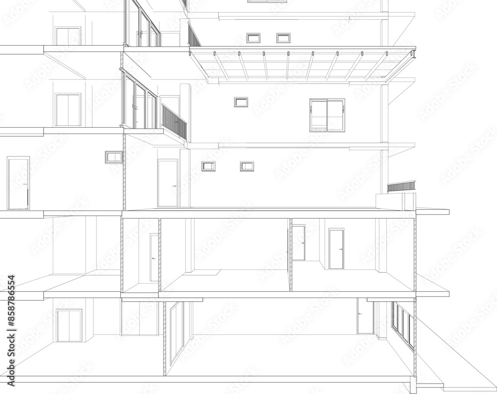 3D illustration of building project 3D illustration of building project