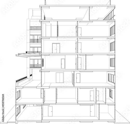 3D illustration of building project