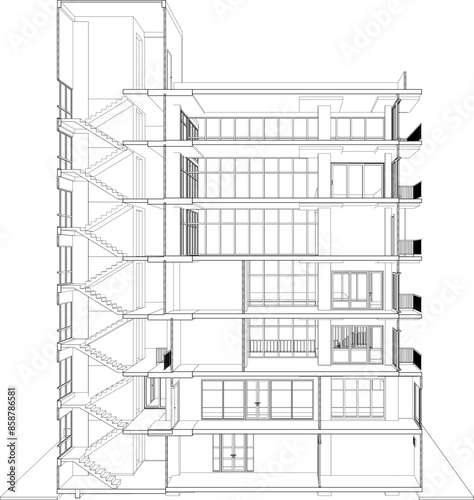 3D illustration of building project