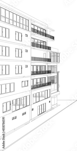 3D illustration of building project