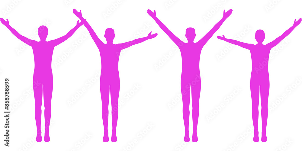 People celebrate with their hands raised in the air. man expressing joy with arms outstretched silhouette. People celebrate with their hands raised in the air. man expressing joy with arms outstretched silhouette.