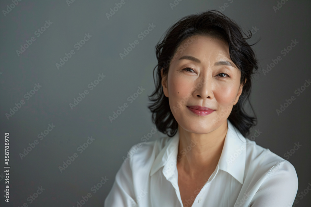 a woman in a white shirt is posing for a picture