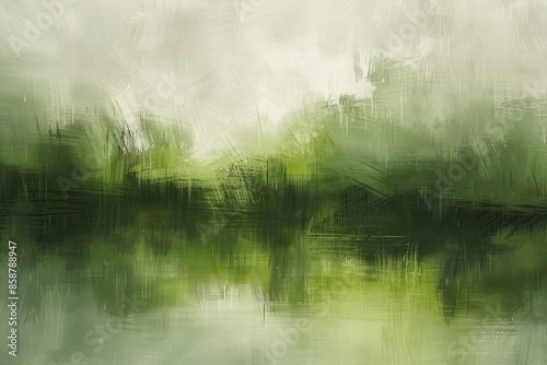 Abstract background in green tones, strokes of oil paint on canvas, oil painting.