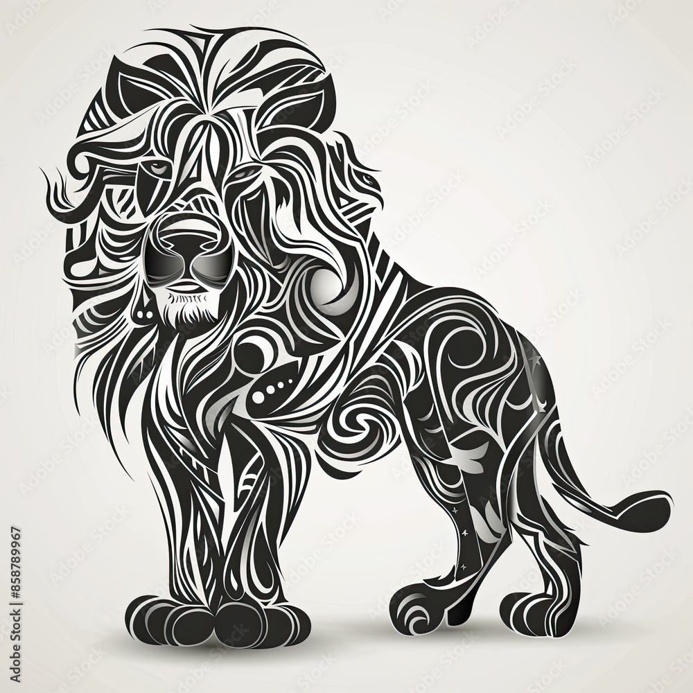 Fototapeta premium A black and white drawing of a lion
