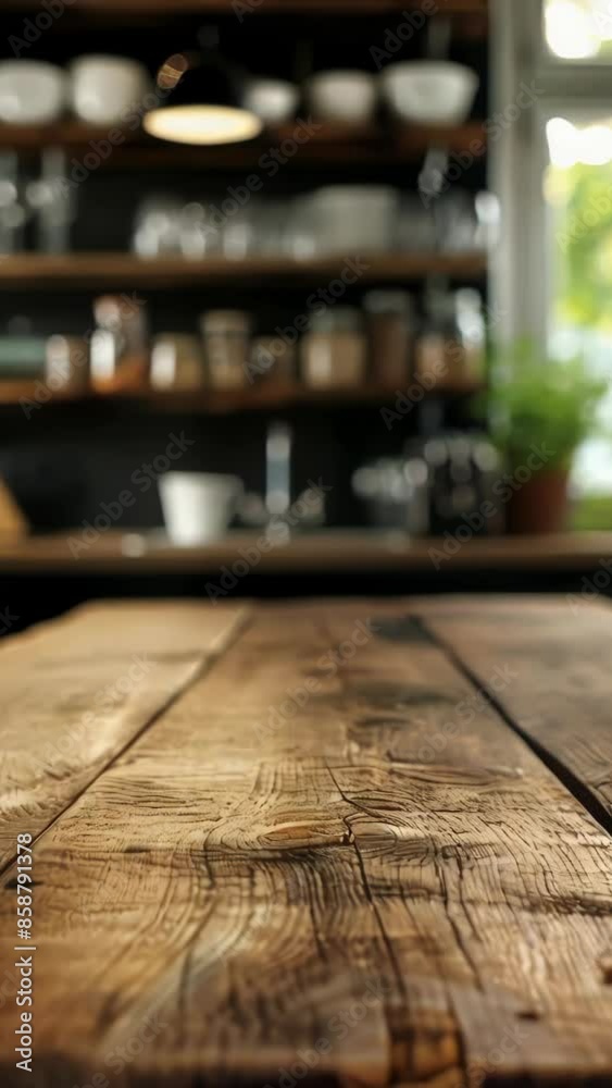 Kitchen Countertop with Wooden Table Kitchen Countertop with Wooden Table