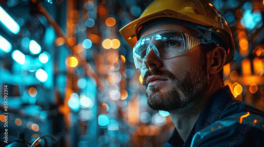 Industrial Worker with Bokeh Background. Industrial Worker with Bokeh Background.