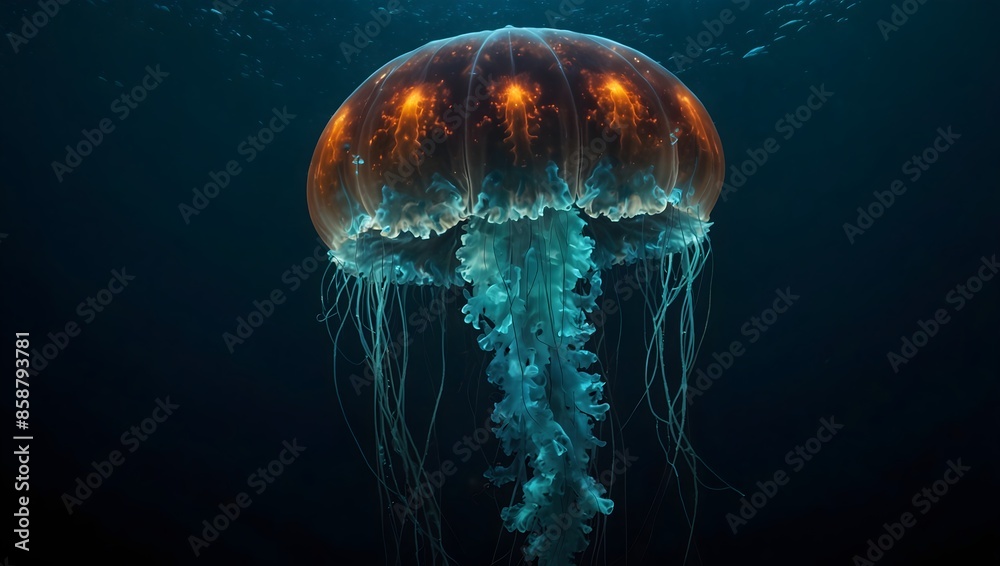A submarine crew's encounter with a colossal, luminescent jellyfish deep in the abyss ai_generated A submarine crew's encounter with a colossal, luminescent jellyfish deep in the abyss ai_generated