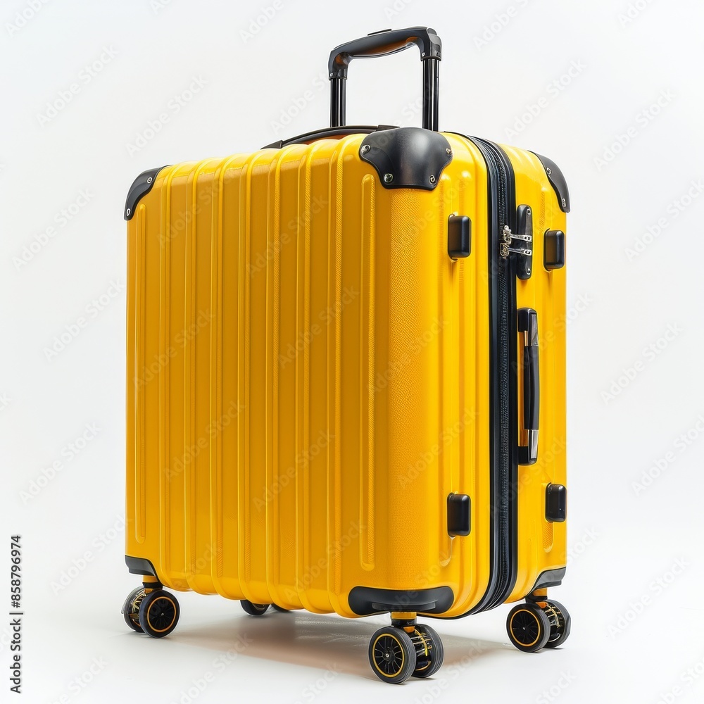 Yellow Travel Suitcase Isolated on White Background Yellow Travel Suitcase Isolated on White Background