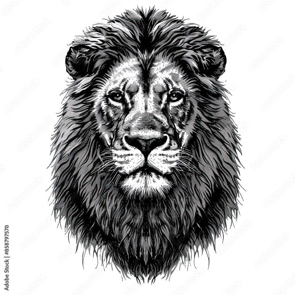 A black and white drawing of a lion A black and white drawing of a lion