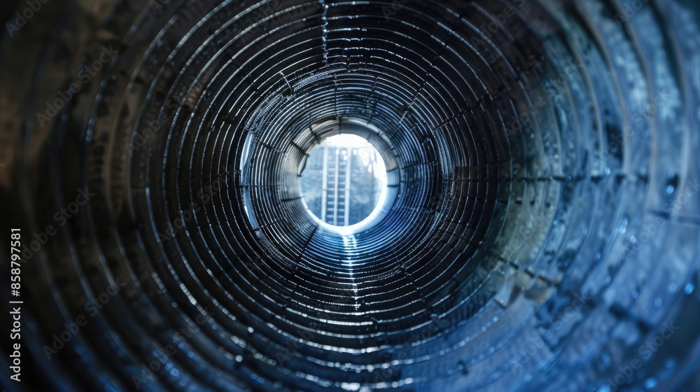 Close up view inside a cooling tower flue Close up view inside a cooling tower flue