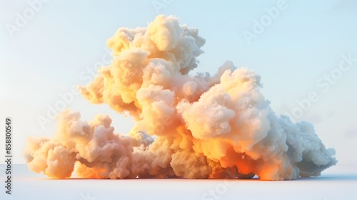 Soft,Fluffy Clouds Shaped as Number 7 with Vibrant Sunrise Colors on Isolated White Background
