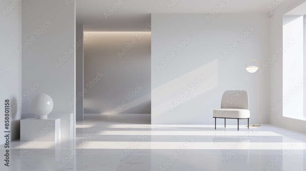 Fototapeta premium Clean white space with a large empty area and a smooth background.