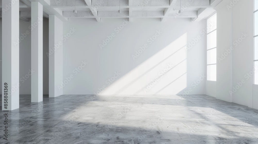 Obraz premium Empty clean white warehouse, interior 