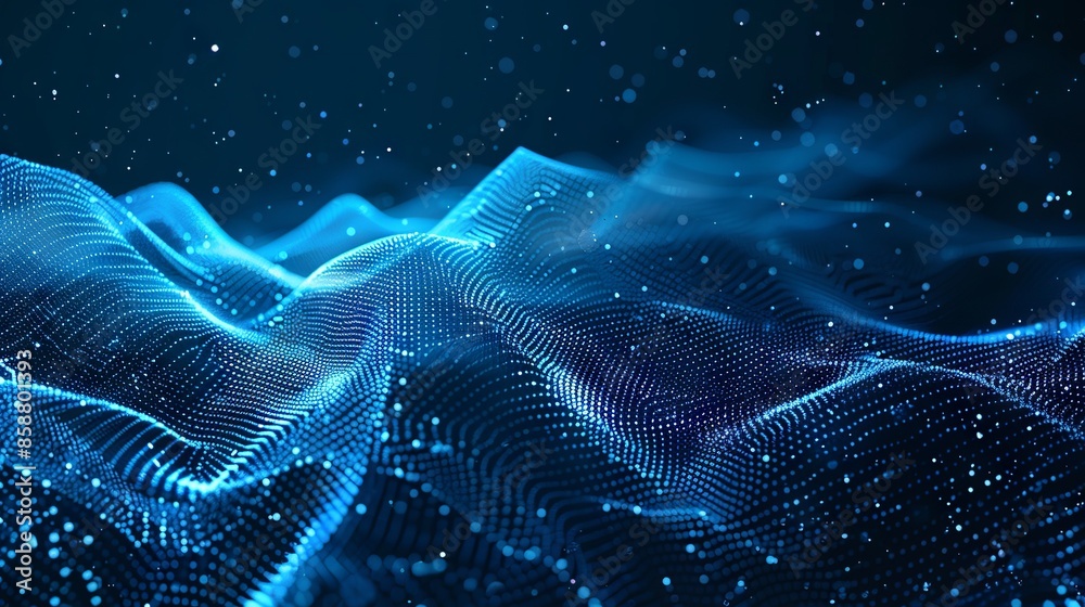 Abstract Futuristic Digital Particle Wave Background Vector Illustration