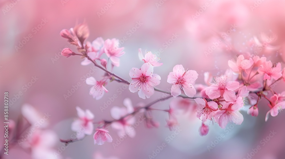 Dreamy Cherry Blossom Branches with Soft Pastel Background in Early Spring Dreamy Cherry Blossom Branches with Soft Pastel Background in Early Spring