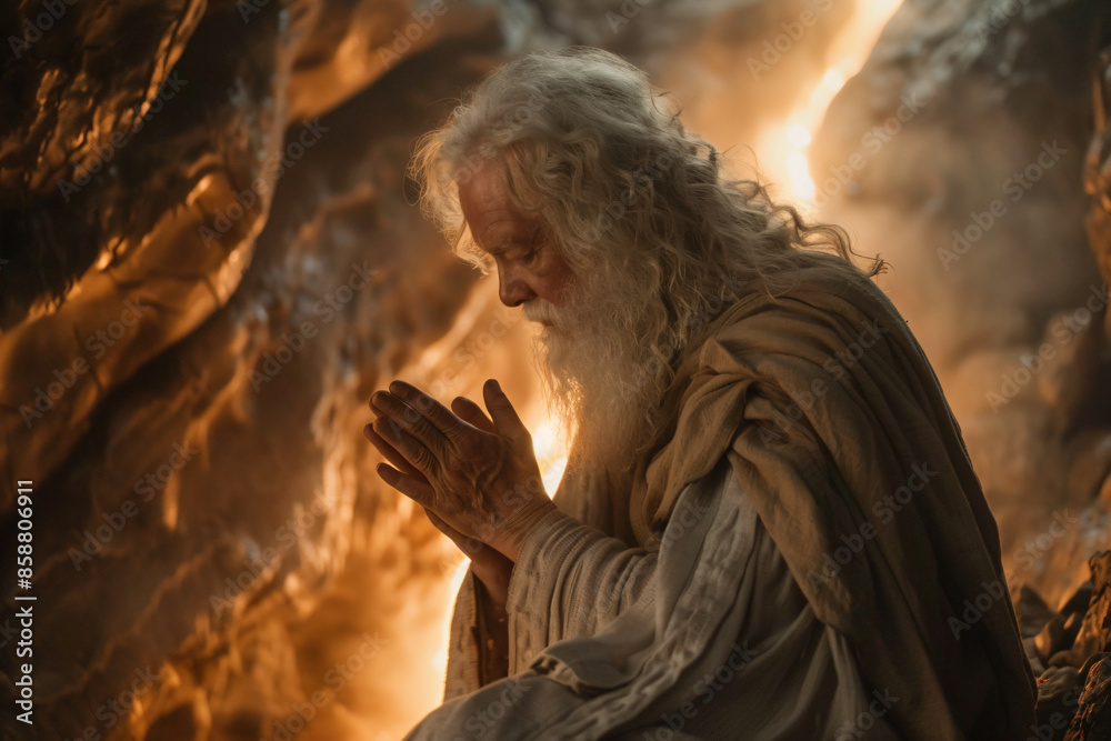 a man with a long white beard and a white robe a man with a long white beard and a white robe