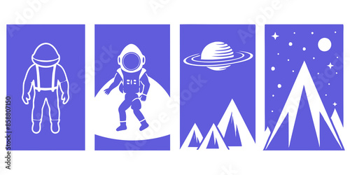 Black and white illustrations depict people floating in space, showcasing the vastness and wonder of the cosmic environment.