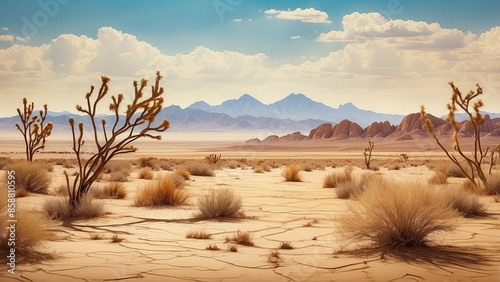 huge expanses and drifting tumbleweeds in a vintage-inspired desert environment that perfectly captures the spirit of the American West in an abstract background. horizontal, color image, outdoors photo