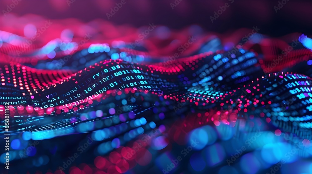 Dynamic Waves of Futuristic Binary Code and Digital Data Encoding Dynamic Waves of Futuristic Binary Code and Digital Data Encoding