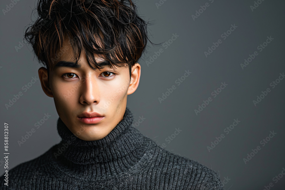Fototapeta premium a man with a turtle neck sweater and a tie