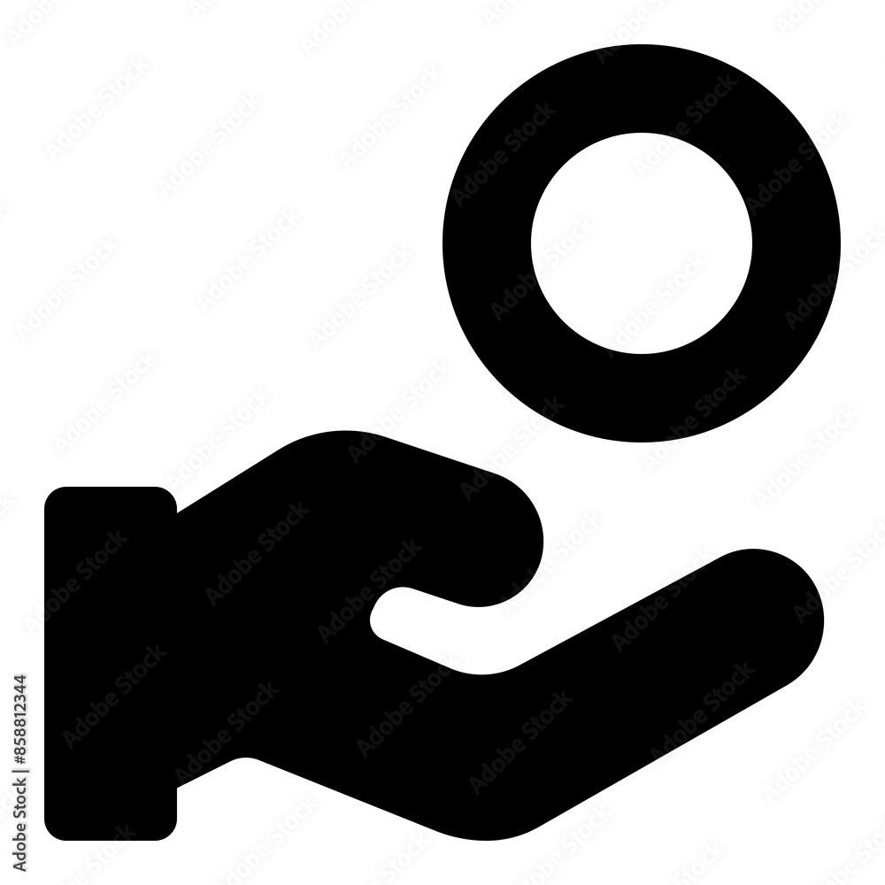 Hand with Coin Icon for Financial Transactions and Salary Hand with Coin Icon for Financial Transactions and Salary