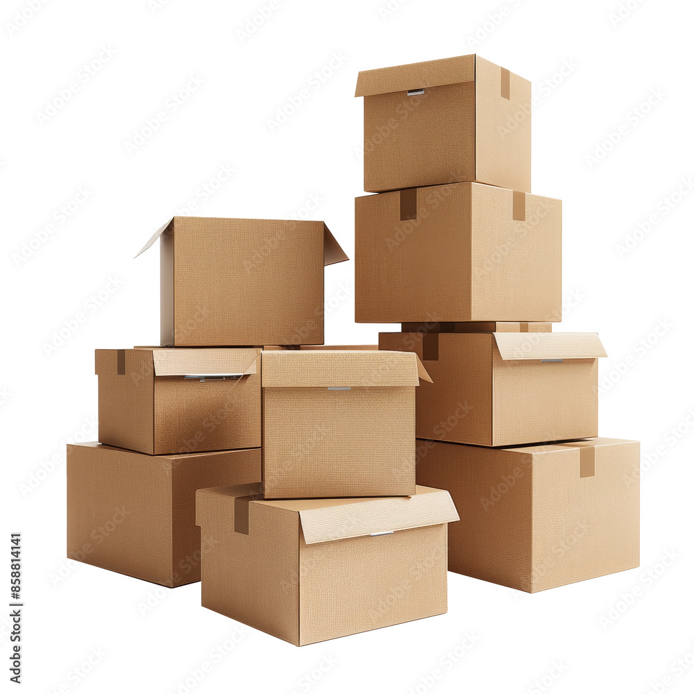 Pile of Cardboard Boxes on Isolated White Background Pile of Cardboard Boxes on Isolated White Background
