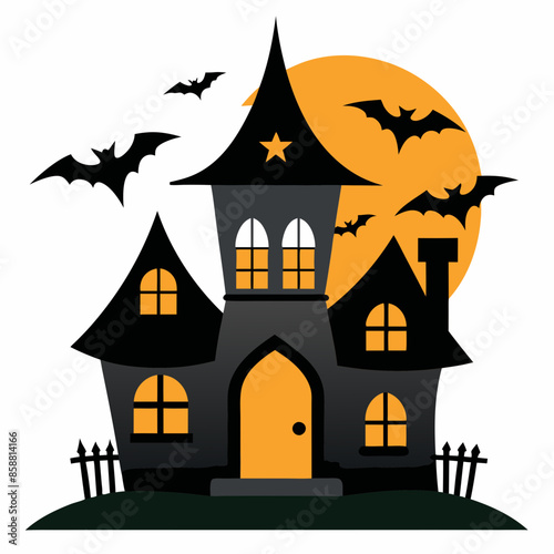  Halloween house simple clipart vector illustration 