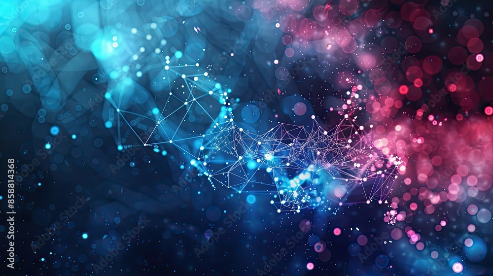 Obraz premium Particles technology banner. Tech science, futuristic AI generated