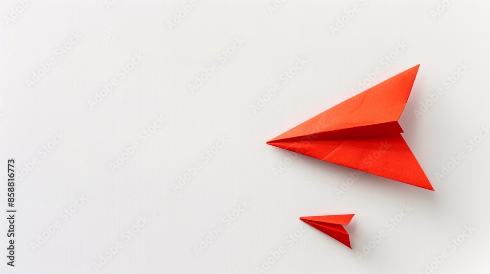 A red paper plane is juxtaposed with a business strategy on a white background, symbolizing business success, innovation, and solutions, with plenty of copy space available for additional content. A red paper plane is juxtaposed with a business strategy on a white background, symbolizing business success, innovation, and solutions, with plenty of copy space available for additional content.