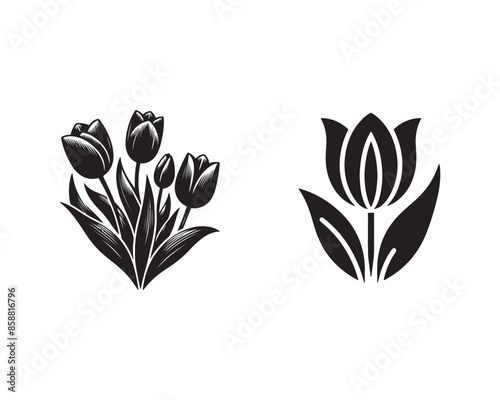 Tulip silhouette design vector art AI Generated