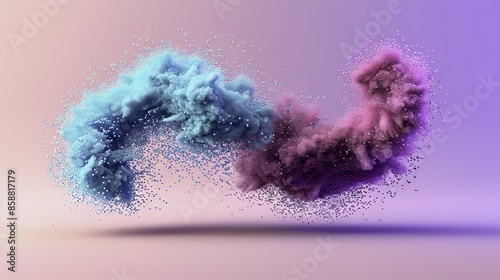 Wallpaper Mural Abstract 3D particles illustration of purple-blue powdered texture with colored particles Torontodigital.ca