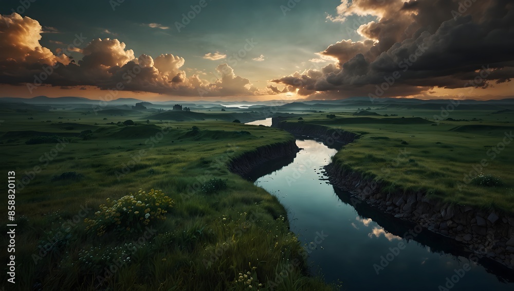 Obraz premium A dream world where time flows backward, revealing memories as landscapes ai_generated