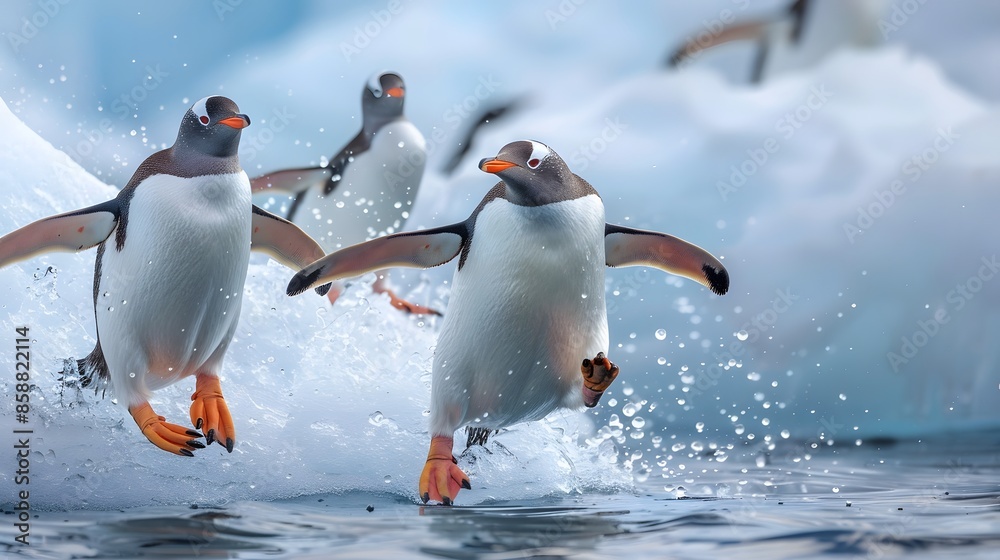Fototapeta premium Eselspinguin (Antarktis) - Gentoo Penguin (Antarctica). 