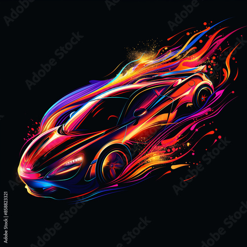 racing car illustration for shirt design